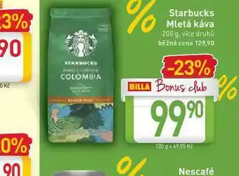 Billa Starbuck mletá káva nabídka