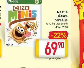 Billa Nestlé dětsmé cereálie nabídka