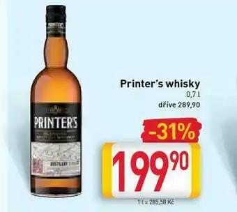 Billa Printer´s whisky nabídka