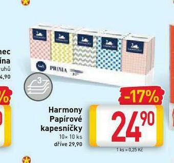 Billa Harmony papírové kapesníčky nabídka