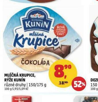 Penny Market Kunín mléčná krupice, rýže nabídka