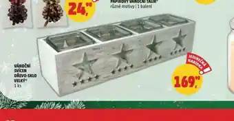 Vánoční svícen dřevo-sklo velký