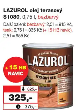 Barvy a laky drogerie LAZUROL olej terasový S1080 nabídka
