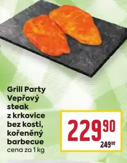 Billa Grill Party Vepřový steak z krkovice bez kosti, kořeněný barbecue nabídka