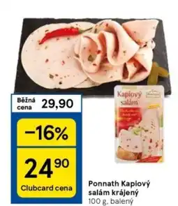 Tesco Ponnath Kapiový salám krájený 100 g, balený nabídka