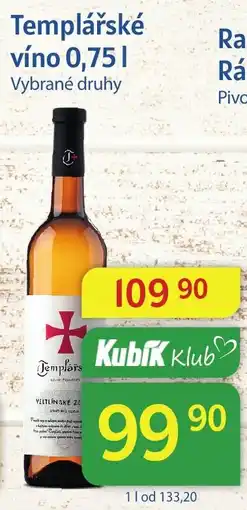 Kubík potraviny Templářské víno 0,751 nabídka