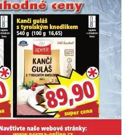 Norma Kančí guláš s tyrolským knedlíkem nabídka
