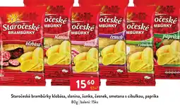 Qanto Staročeské brambůrky klobása, slanina, šunka, česnek, smetana s cibulkou, paprika nabídka
