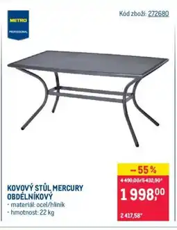 Makro KOVOVÝ STŮL MERCURY OBDÉLNÍKOVÝ nabídka