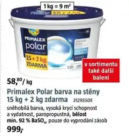 Primalex Polar barva na stěny 15 kg + 2 kg zdarma