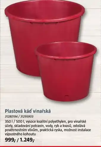 Bauhaus Plastová káď vinařská nabídka