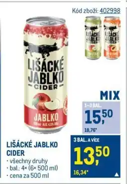 Makro LIŠÁCKÉ JABLKO CIDER nabídka