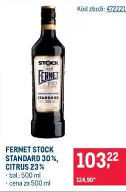 Makro FERNET STOCK STANDARD 30%, CITRUS 23% nabídka