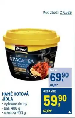 Makro HAMÉ HOTOVÁ JÍDLA nabídka