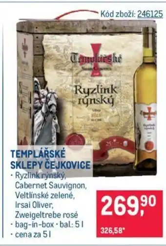 Makro TEMPLÁŘSKÉ SKLEPY ČEJKOVICE nabídka