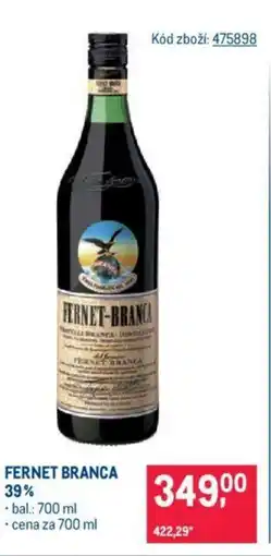 Makro FERNET BRANCA 39% nabídka