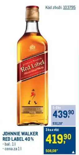Makro JOHNNIE WALKER RED LABEL 40% nabídka