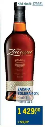 Makro ZACAPA SOLERA 40% nabídka