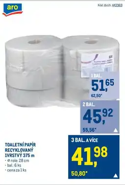 Makro TOALETNÍ PAPÍR RECYKLOVANÝ 1VRSTVÝ 375 m nabídka