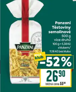 Billa Panzani Těstoviny semolinové nabídka