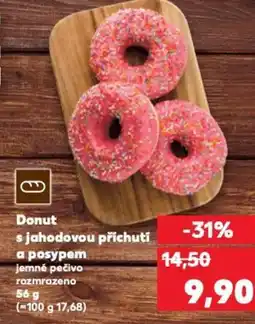 Kaufland Donut s jahodovou příchutí a posypem nabídka