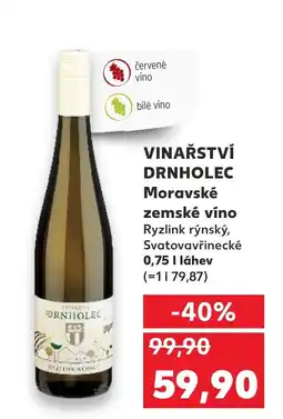Kaufland VINAŘSTVÍ DRNHOLEC Moravské zemské vino nabídka