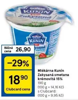 Tesco Mlékárna Kunín Zakysaná smetana krémovitá 15% nabídka
