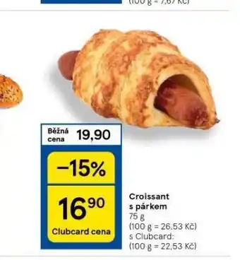 Tesco Croissant s párkem nabídka