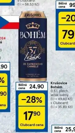 Tesco Pivo krušovice bohém nabídka