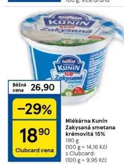 Tesco Kunín zakysaná smetana nabídka