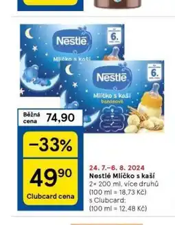 Tesco Nestlé mlíčko s kaší nabídka