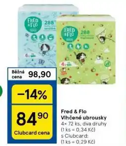 Tesco Fred & flo vlhčené ubrousky nabídka