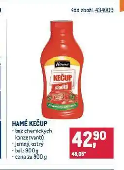Makro Hamé kečup nabídka