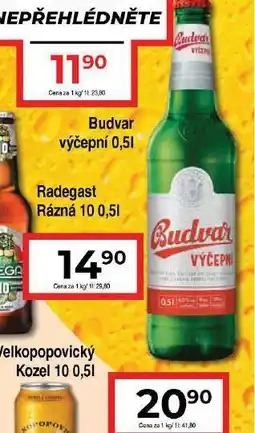 Hruška Pivo budvar výčepní nabídka