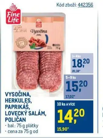 Makro VYSOČINA, HERKULES, PAPRIKÁŠ, LOVECKY SALAM POLICAN nabídka