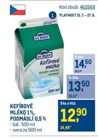 Makro KEFÍROVÉ MLÉKO 1%, PODMÁSLÍ 0,5% nabídka