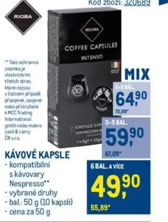 Makro KÁVOVÉ KAPSLE nabídka
