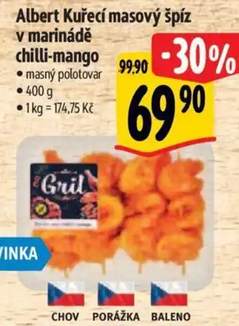 Albert Albert Kuřecí masový špíz v marinádě chilli-mango nabídka