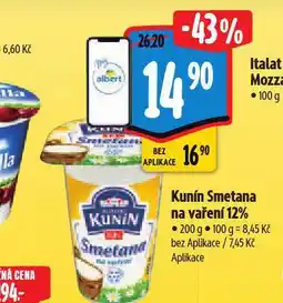 Albert Kunín smetana na vaření 12% nabídka