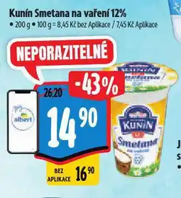 Albert Kunín smetana na vaření 12% nabídka