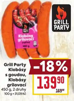 Billa Grill Party Klobásy s goudou, Klobásy grilovací nabídka