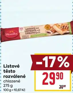Billa Listové těsto rozválené nabídka