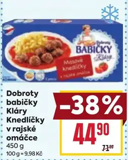 Billa Dobroty babičky Kláry Knedlíčky v rajské omáčce nabídka