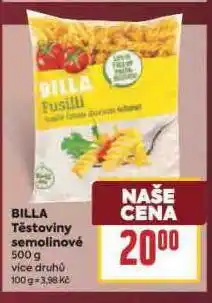 Billa Těstoviny semolinové nabídka