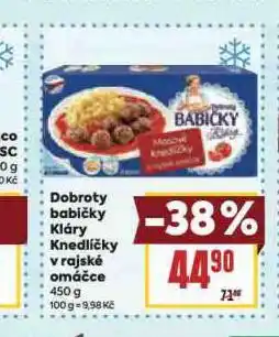 Billa Dobroty babičky kláry knedlíčky v rajské omáčce nabídka