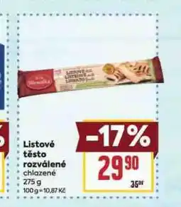 Billa Listové těsto nabídka