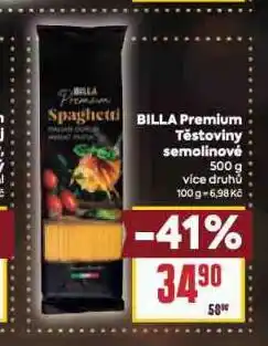 Billa Těstoviny semolinové nabídka