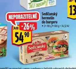 Albert Sedlčanský hermelín do burgeru nabídka