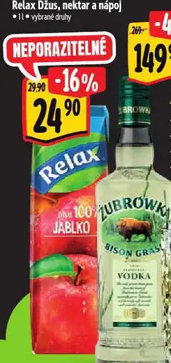 Albert Relax džus, nektar a nápoj nabídka