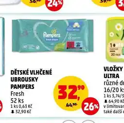 Penny Market Pampers dětské vlhčené ubrousky nabídka